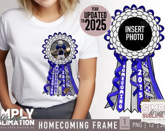 Blue & Silver Homecoming Mum Photo Frame - Digital Design (PNG File