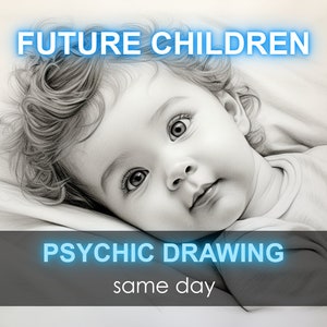 Tekening van toekomstige kinderen op dezelfde dag: paranormale kunst door Britse helderziende, waarzeggerij Voorspel familie Baby Destiny Love Sketch Child Best Tarot Reading