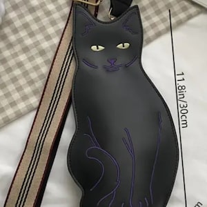 Black cat crossbody bag purse