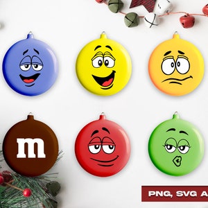M e M Ornament SVG, PNG e ai. - M Style Christmas Ornament - Cricut DIY Ornament - Mm ornament - Decoração de Natal - M Face svg