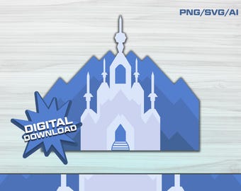 Elsa Frozen Castle Layered SVG/PNG/AI - Frozen, Elsa, Anna, Castle.