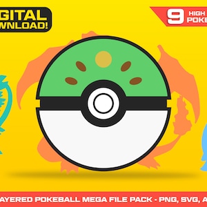Pokemon Pokeball SVG PNG File Set - Pokeball - Pokemon - Pokemon Birthday - Pokemon PNG - Pokemon Cake Topper - Pokemon Cupcake Topper - Pokemon Decoration -Ultra Ball SVG File - Great Ball SVG - Layered Pokeball Cut File - Master Ball SVG