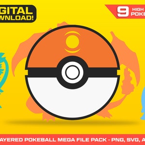 Pokemon Pokeball SVG PNG File Set - Pokeball - Pokemon - Pokemon Birthday - Pokemon PNG - Pokemon Cake Topper - Pokemon Cupcake Topper - Pokemon Decoration -Ultra Ball SVG File - Great Ball SVG - Layered Pokeball Cut File - Master Ball SVG