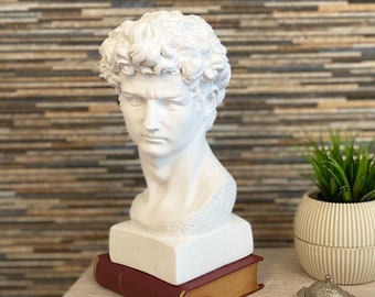 David Sculpture Statue, Greek Bust Statue, Figure of David, Elegant White David Sculpture, Home Decoration Gift, Roman Sculpture Statues