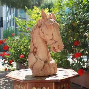 Ancient Horse Head Sculpture, Decorative Horse Statue, Horse Statue, Horse Figure, Horse Bust 16&#39;&#39;, Horse Sculpture, Horse Ornament
