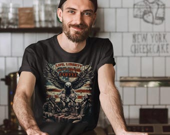 Vintage Eagle Liberty Tee, Life, Liberty Pursuit of Coffee, Perfect Gift for Coffee Lovers, Patriotic Apparel for Veterans, Independence
