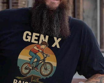 Gen X BMX T-Shirt | Raised on Hose Water and Neglect | Funny 80s Retro Graphic Tee | Vintage BMX Bike Design | Gen X Gift for Him or Her