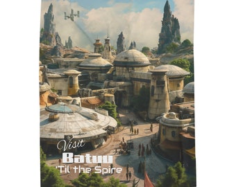 Visit Batuu Vintage Travel Velveteen Plush Blanket - Inspired by Space Opera