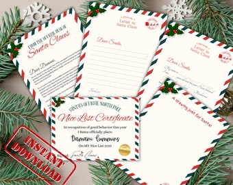 Editable Letter to Santa Claus | Letter from Santa Claus | Nice List Certificate | Christmas | Digital Instant download | Template FPC009