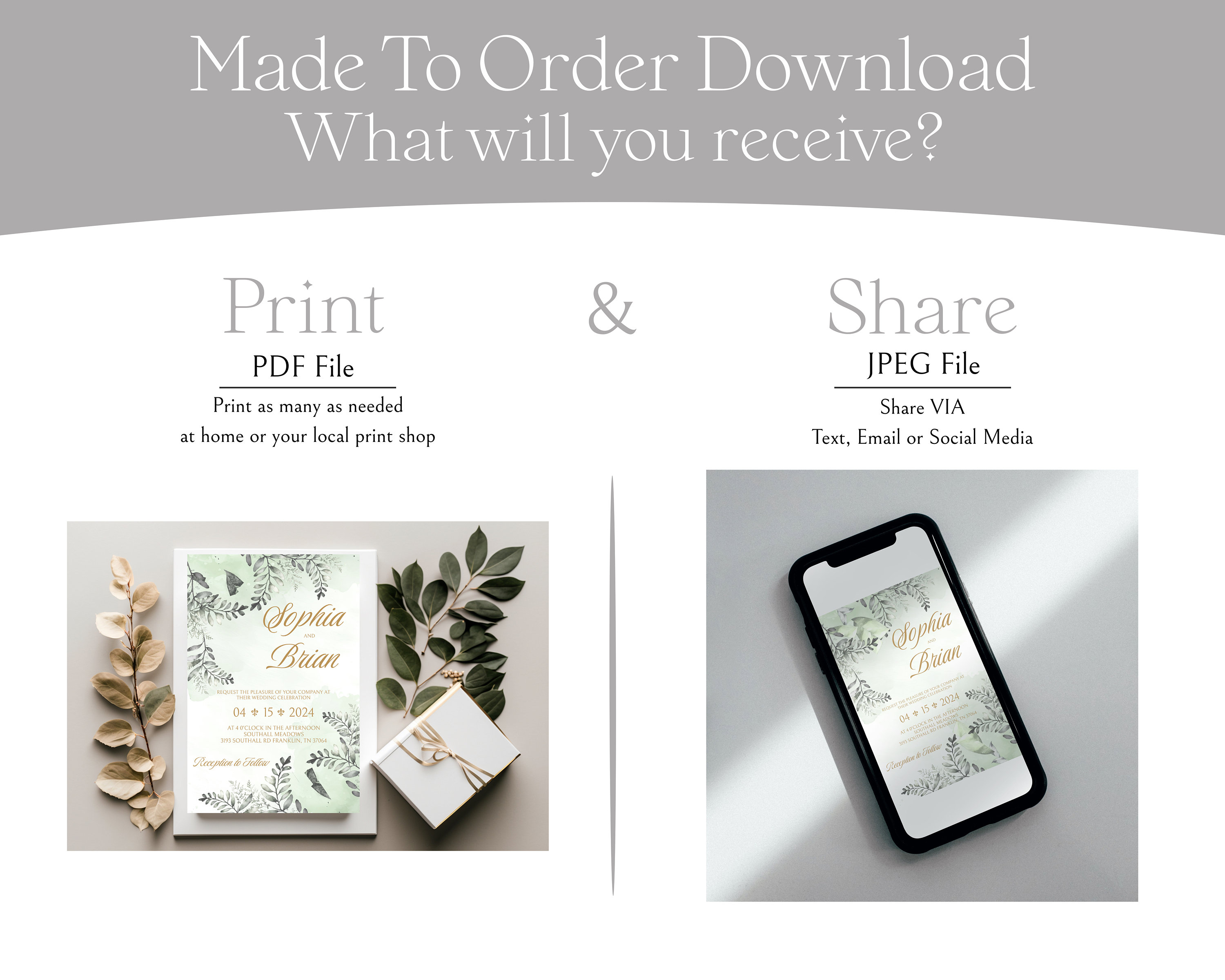 Green Watercolor Floral Wedding Invitation, Green Wedding Invite, 4x6  Printable Wedding Invitations, Customizable, Digital Invite - Etsy, image size:3000x2400