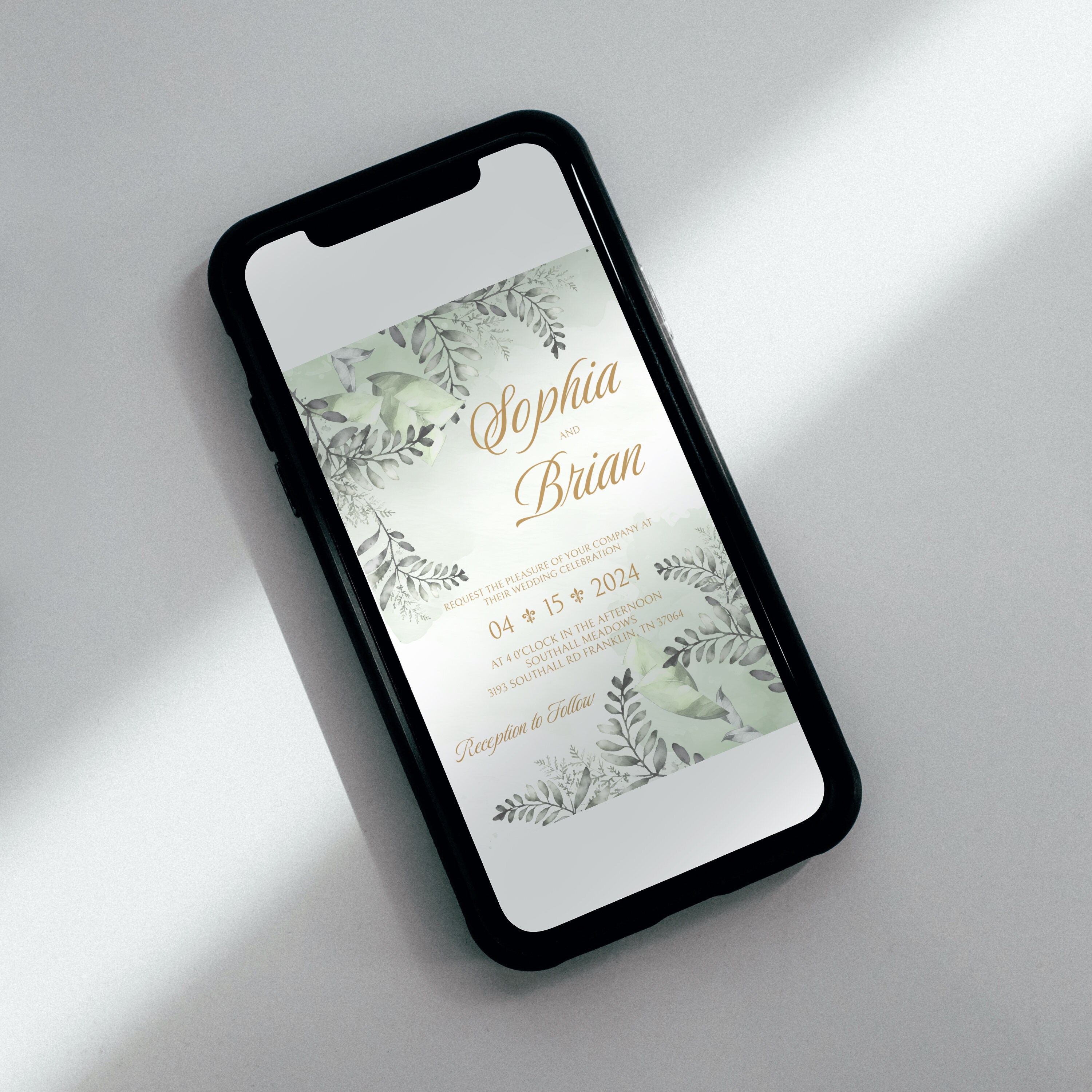 Green Watercolor Floral Wedding Invitation, Green Wedding Invite, 4x6  Printable Wedding Invitations, Customizable, Digital Invite - Etsy, image size:3000x3000