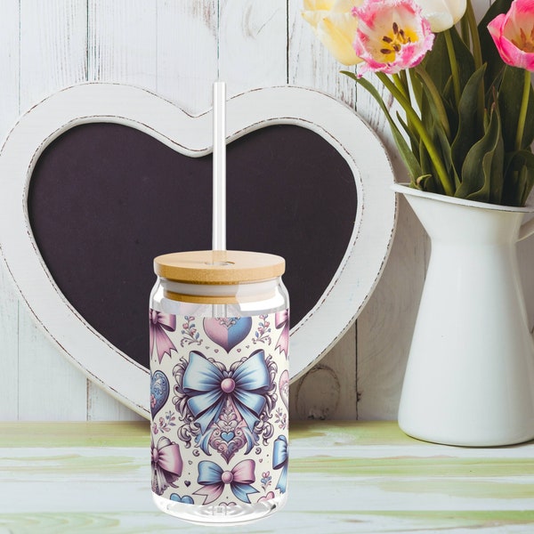 Coquette Pastel Floral Sipper For Birthday Gift Idea For Her-Iced Coffee Tumbler With Straw & Lid For Grandma