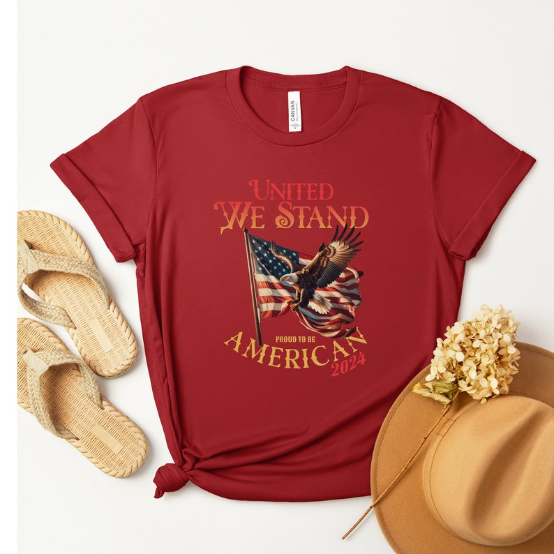 Proud to Be American 2024 Tshirt, Patriotic Eagle & Flag Tee for Men