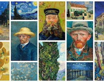 178 láminas artísticas de Van Gogh, pinturas postimpresionistas, descarga digital, paquete de pinturas famosas de Vincent van Gogh, decoración de pared imprimible