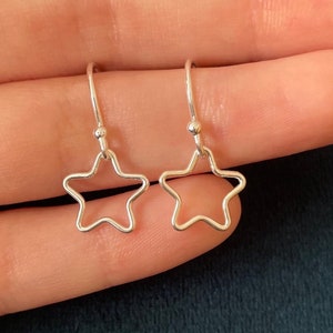Sterling Silver Dangle Star Earrings, Celestial Jewellery, Minimalist Earrings, Gift for her