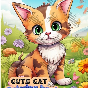 12 Cute cat Coloring Page Book, Coloring book for Adults and Kids, Printable, Joyful Coloring Pages for Relaxation, cat lovers color book