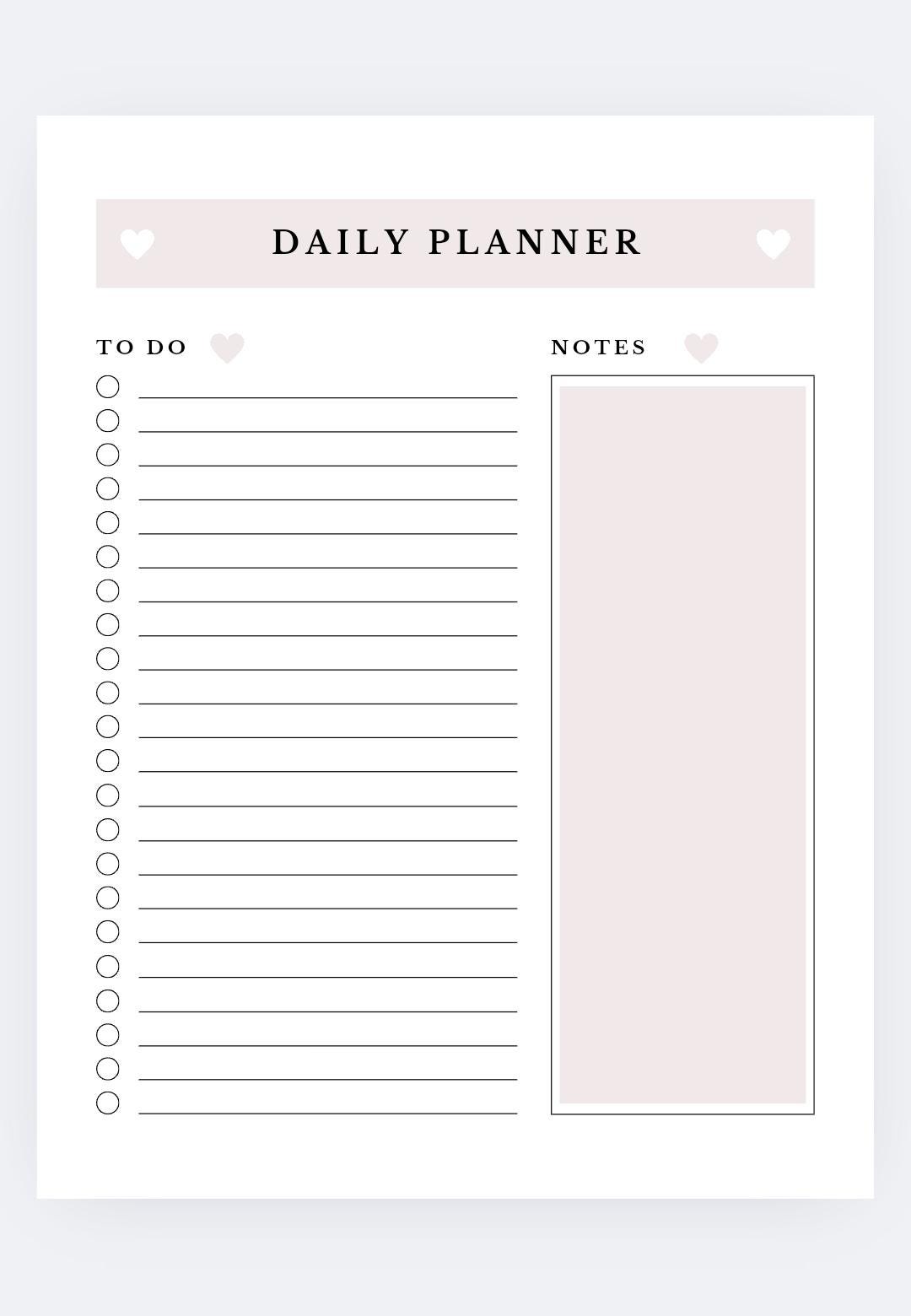 Daily Planner Printable PDF, Minimalist White Aesthetic Schedule, To-do ...