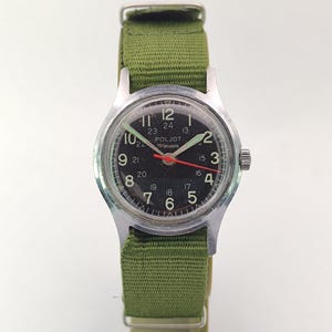 Rare POLJOT Black Dial Military Style Mechanical Kirovskie Vintage USSR Watch