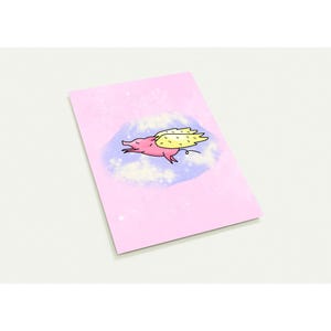 Pig with Wings Pack of 10 Greeting Cards (US & CA), flying pig, dreamscape, cute farm animal, cartoon pig, flying animals