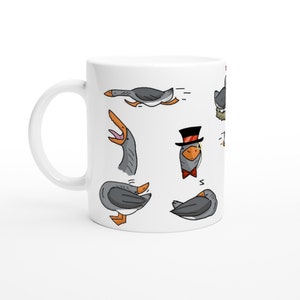 Taza de cerámica de 11 oz con diseño de ganso de dibujos animados divertidos, ganso tonto, taza para mascotas, pájaro de dibujos animados, gansos de dibujos animados, gansos guardianes, para criadores de pollos