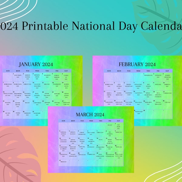 National Day Calendar Etsy