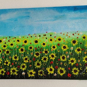 Acryl schilderij "Zonnebloemveld" (professionele acrylverf)