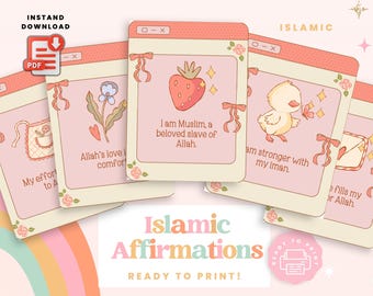 Islamic Affirmation Cards Printable Muslim Positive Quotes Islamic Mental Health Duas Hijabi Gifts Quran Sunnah Muslim Self-Care Gift