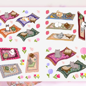 Feuille d'autocollants islamiques grand chat sur un tapis de salah Autocollants islamiques mignons pour ordinateur portable Agenda islamique Cadeau islamique mignon pour les étudiants Cadeaux musulmans