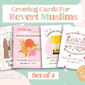 Cartões de felicitações islâmicos para novos muçulmanos Reverter conjunto para impressão muçulmano Bem-vindo ao presente do Islã Download digital Cartões de Eid Cartões islâmicos para impressão