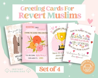 Islamische Grußkarten für neue Muslime Rever Muslim Printable Set Willkommen im Islam Geschenk Digitaler Download Eid Karten Islamische Karten zum ausdrucken