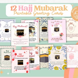 Cartão de felicitações para Hajj Mubarak para impressão Cartão islâmico para peregrinação Cartão de felicitações muçulmano Cartão islâmico para impressão Eid Bem-vindo de volta do Hajj Presente