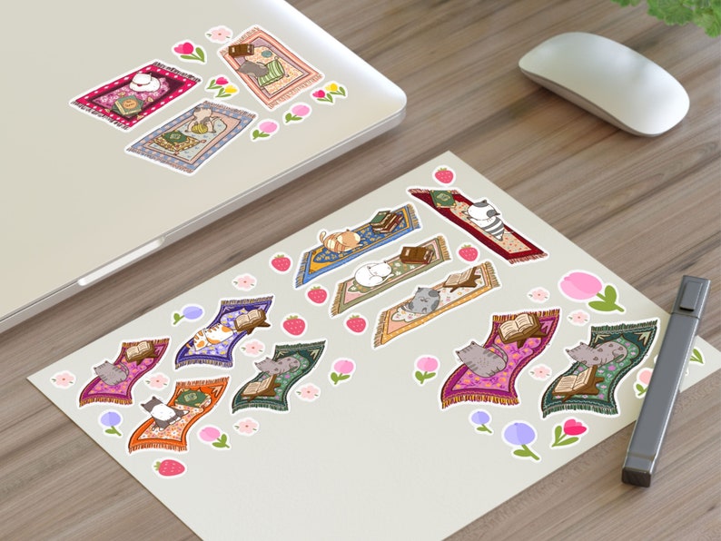 Large Cat on Salah Mat Islamic Sticker Sheet Cute Islamic Stickers for ...