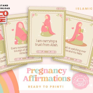 Islamische Schwangerschaft Affirmation Karten Muslimische Mutter Rosa Digital Download Selbstfürsorge für werdende Mütter Mutterschaftsgeschenk Korb Karte