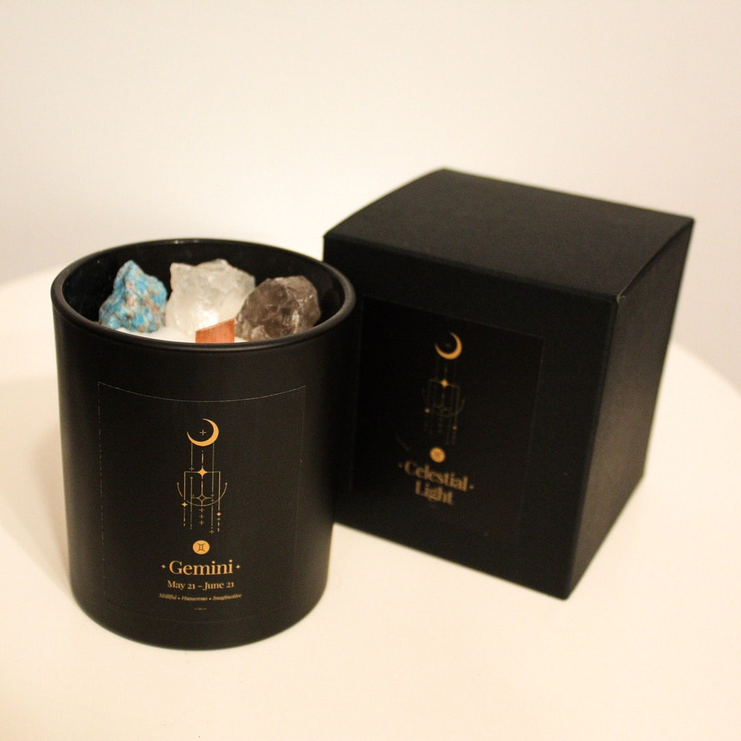 Zodiac Natural Crystal Candle Eco Soy Aroma Wax Long Etsy