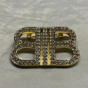 Balenciaga Vintage Gold Tone Brooch With Stones