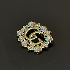 Vintage Gucci Gemstones Original Stuning Gold Brooch