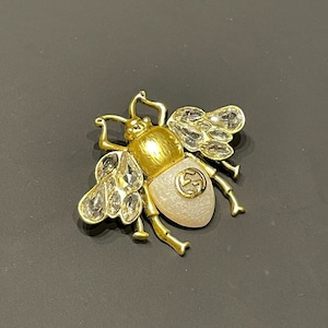 Vintage Gucci Scarab Crystals Stuning Gold Brooch