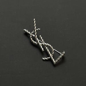 Vintage Yves Saint Laurent Silver Metal Brooch