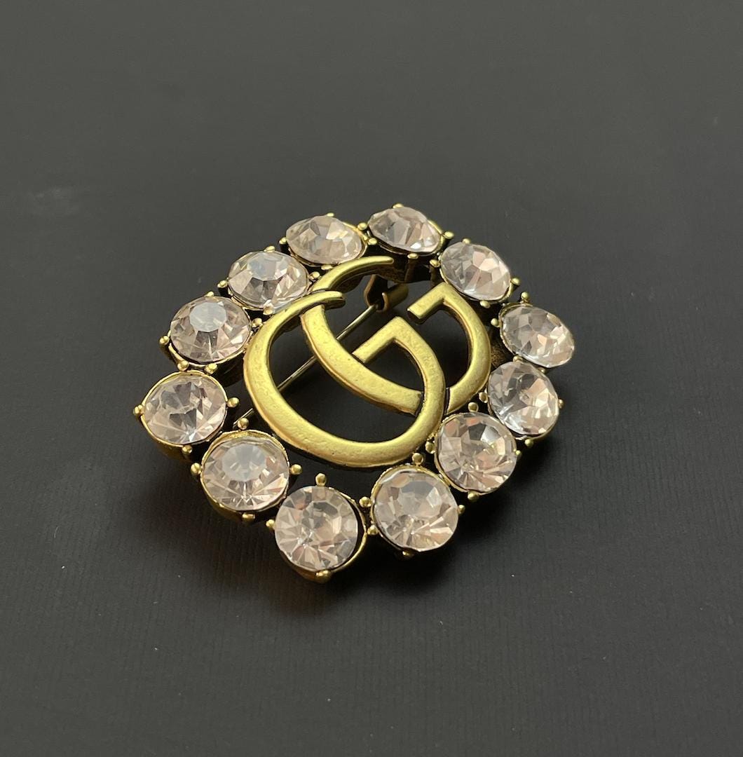 Vintage Gucci Gemstones Stunning Gold Brooch - Etsy