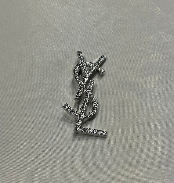 Vintage Yves Saint Laurent Silver Metal Brooch With Stones Vintage Yves Saint Laurent Silver Metal Brooch With Stones