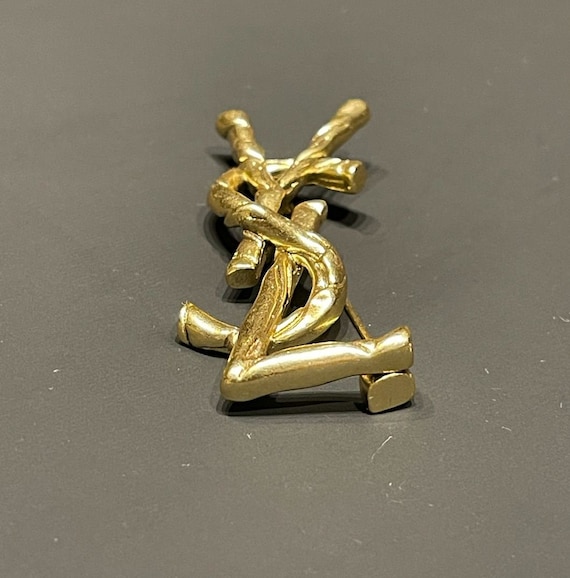 アクセサリー Yves Saint Laurent brooch gold vintage Vintage YSL Yves Saint Laurent Brooch Pin, YSL Logo Brooch