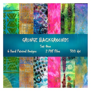 Digital Download Collage Fodder - Grunge Backgrounds - 6 Original Backgrounds
