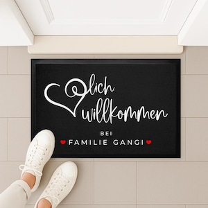 Zerbino di benvenuto personalizzato con nome, zerbino fino a 120 cm, regalo di famiglia per inaugurazione della casa, trasloco, matrimonio o inaugurazione