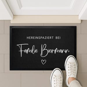Felpudo de bienvenida | Felpudo de interior negro con nombre, nombre o frase | Felpudo de regalo personalizado con letra inicial