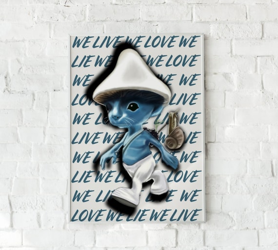 Blue Smurf Cat Wall And Art Print in 2023