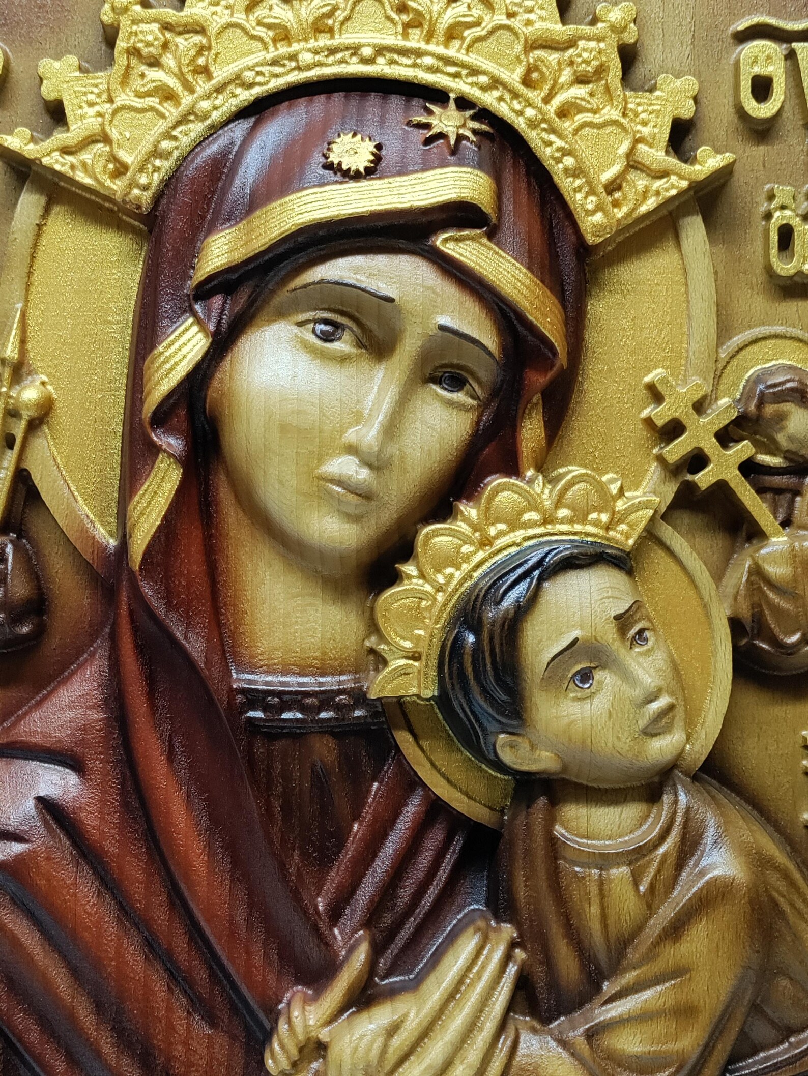 Handcrafted Wood Icon: Our Lady of Perpetual Help - Christian Religious ...