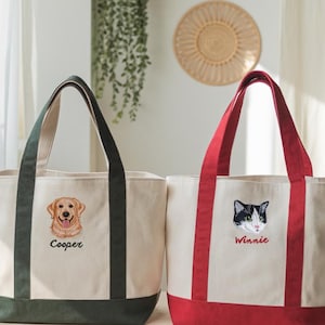 Bonnet personnalisé brodé pour animal de compagnie avec photo d'animal de compagnie Sac fourre-tout en toile personnalisé avec photo d'animal de compagnie, Sac personnalisé pour chat, Sac personnalisé pour animal de compagnie, Sac personnalisé pour maman chien