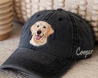 Chapeau pour chien personnalisé brodé à l'aide d'une photo d'animal de compagnie, casquette pour chien personnalisée avec nom sur le côté du chapeau, cadeau pour amoureux des animaux de compagnie, chapeau pour maman chat