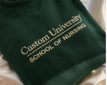 Embroidered Custom College Sweatshirt/Hoodie, Embroidered Personalized University Sweatshirt, Embroider Sweatshirt Gift for Friend