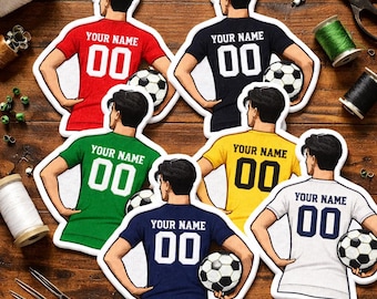 Custom Soccer Player Embroidered Patch, Personalized Name Number Patch, Football Jersey Patch, Iron On Patch for Backpack Jacket Gift Player